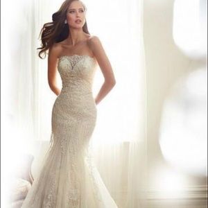 Sophia Tolli Ivory beaded wedding gown.
